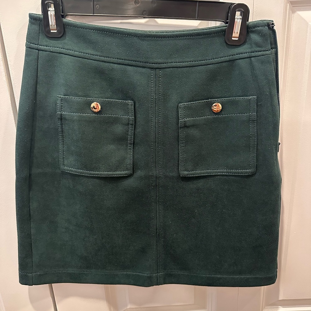 Loft 0 Petite green suede skirt